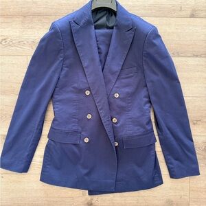 J. Crew Dark Navy Double Breasted Quilted Lined Suit